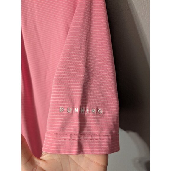 Dunning Golf Polo Shirt Men’s Small Coral Pink Stripe Stretch Performance - Picture 6 of 9